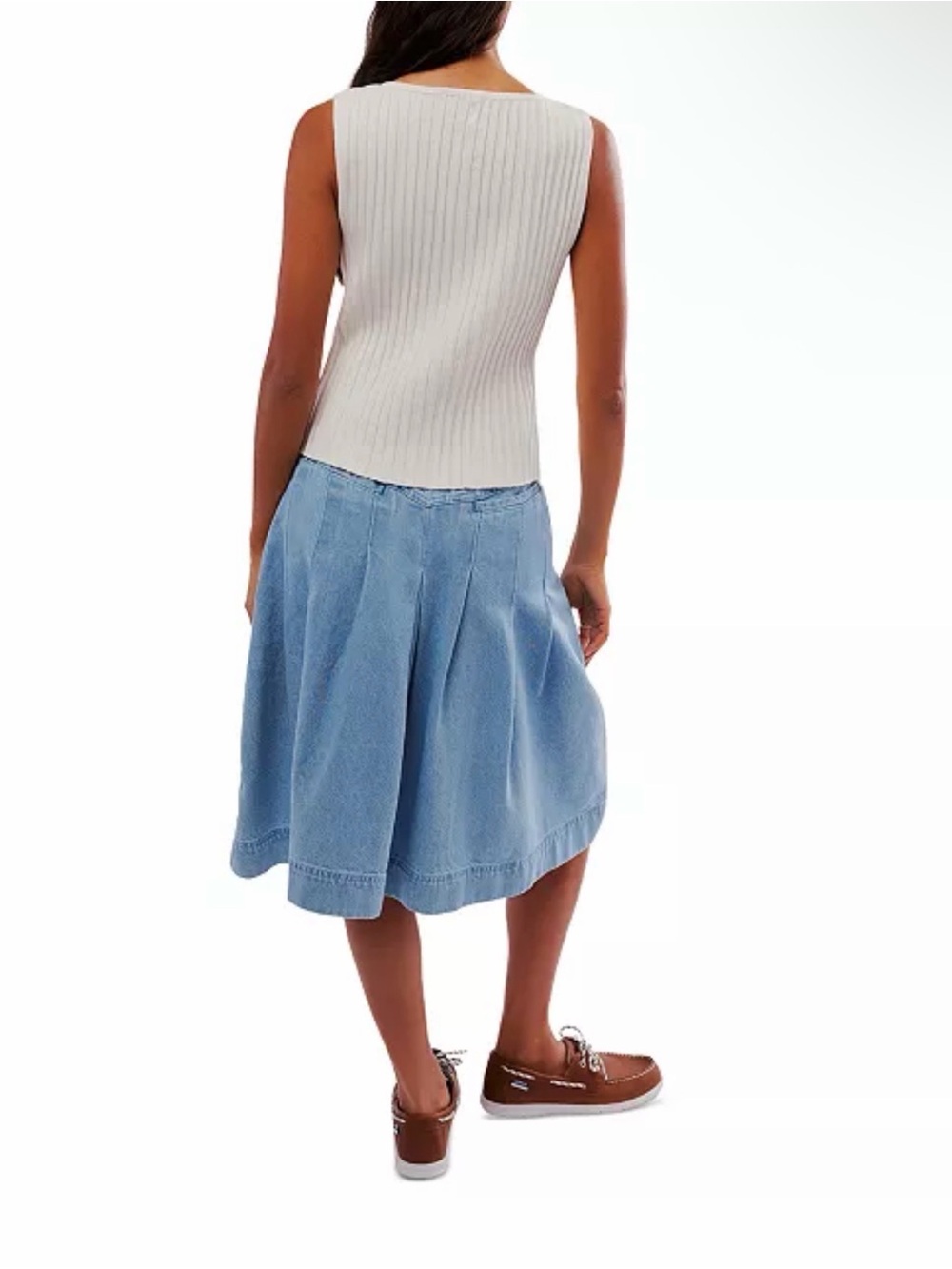 Free People Cream Ribbed Button-Front Tank - Picture 4 of 7